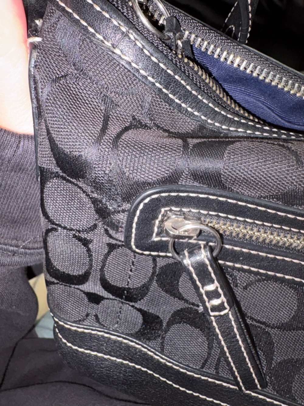 Coach Black Signature Jacquard Shoulder Bag - Picture 5 of 14